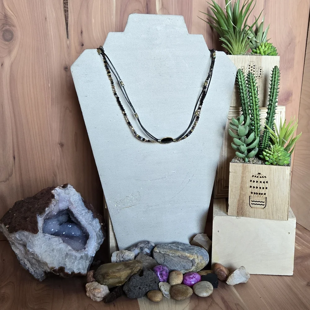 Black and Gold Beaded Necklace
